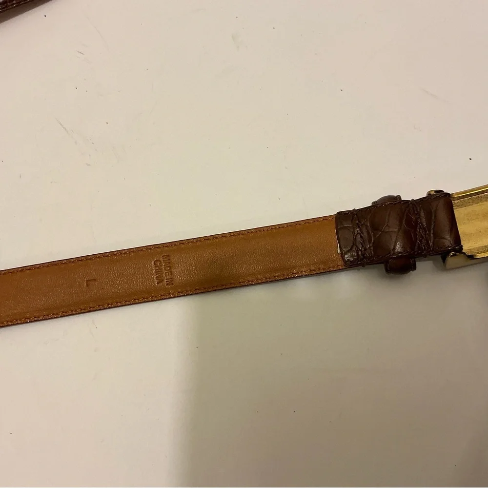 New Lauren Ralph Lauren Brown Leather Belt skinny size L
